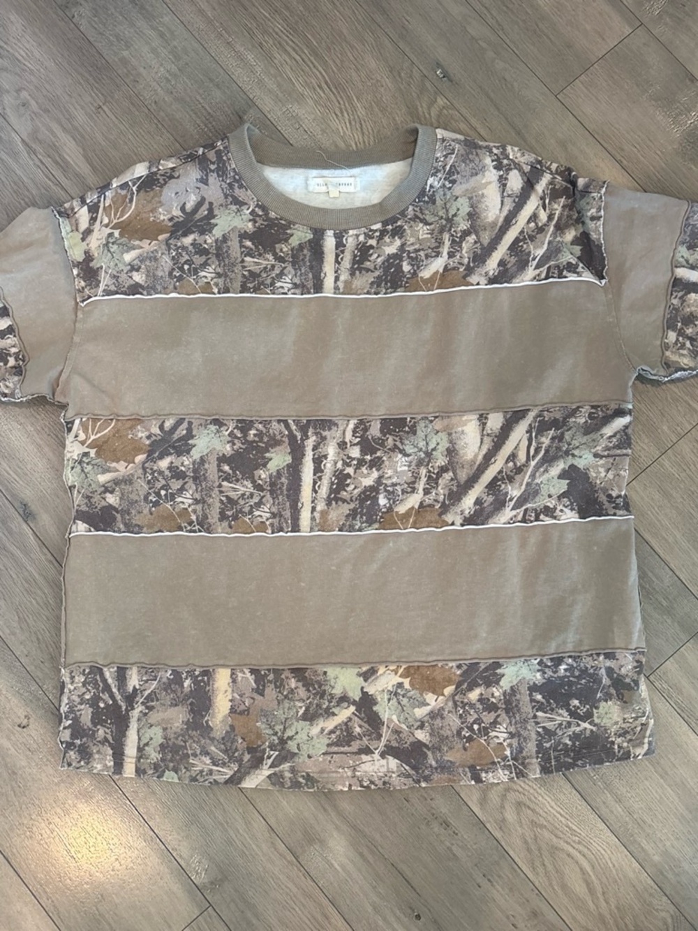 Gilded Intent Striped Camo Short Sleeve Tee in Olive and Taupe